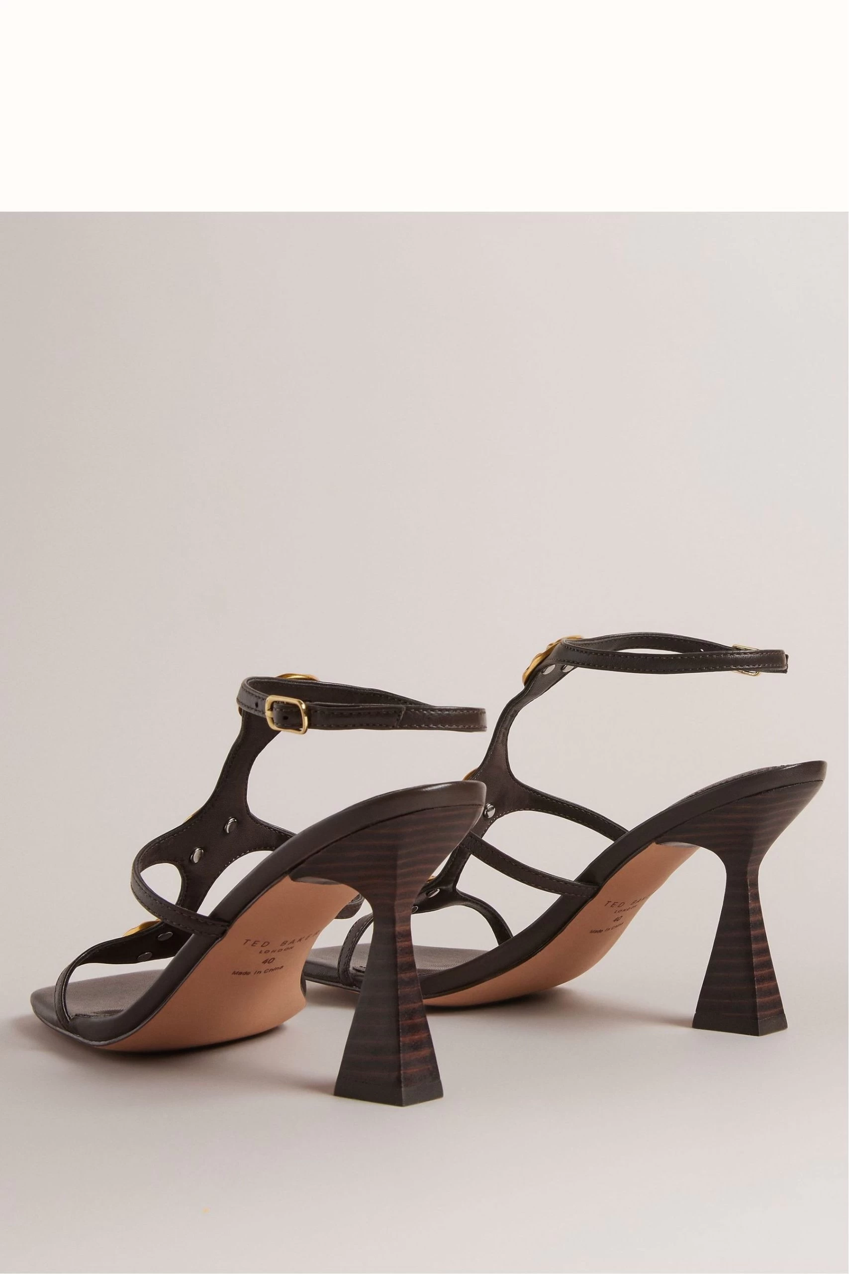 Ted Baker Tayalin Gold Coin Heeled Brown Sandals 4 Ted Baker Tayalin Gold Coin Heeled Brown Sandals - Image 2