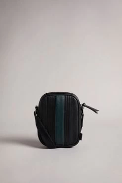 Ted Baker Black Evver Striped Pu Flight Bag