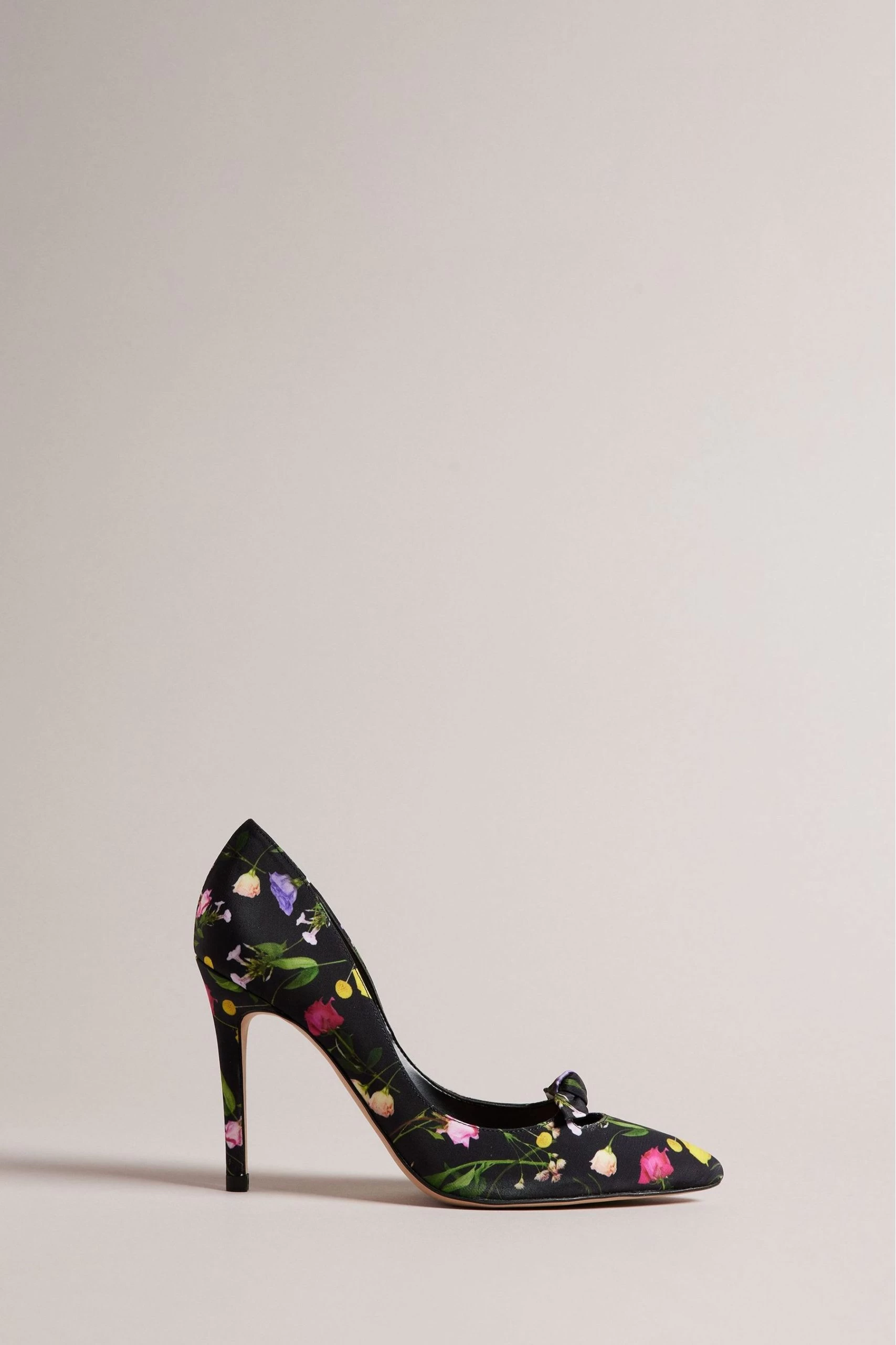 Ted Baker Telini Black Floral Printed Bow 100mm Court Heels 3 Ted Baker Telini Black Floral Printed Bow 100mm Court Heels