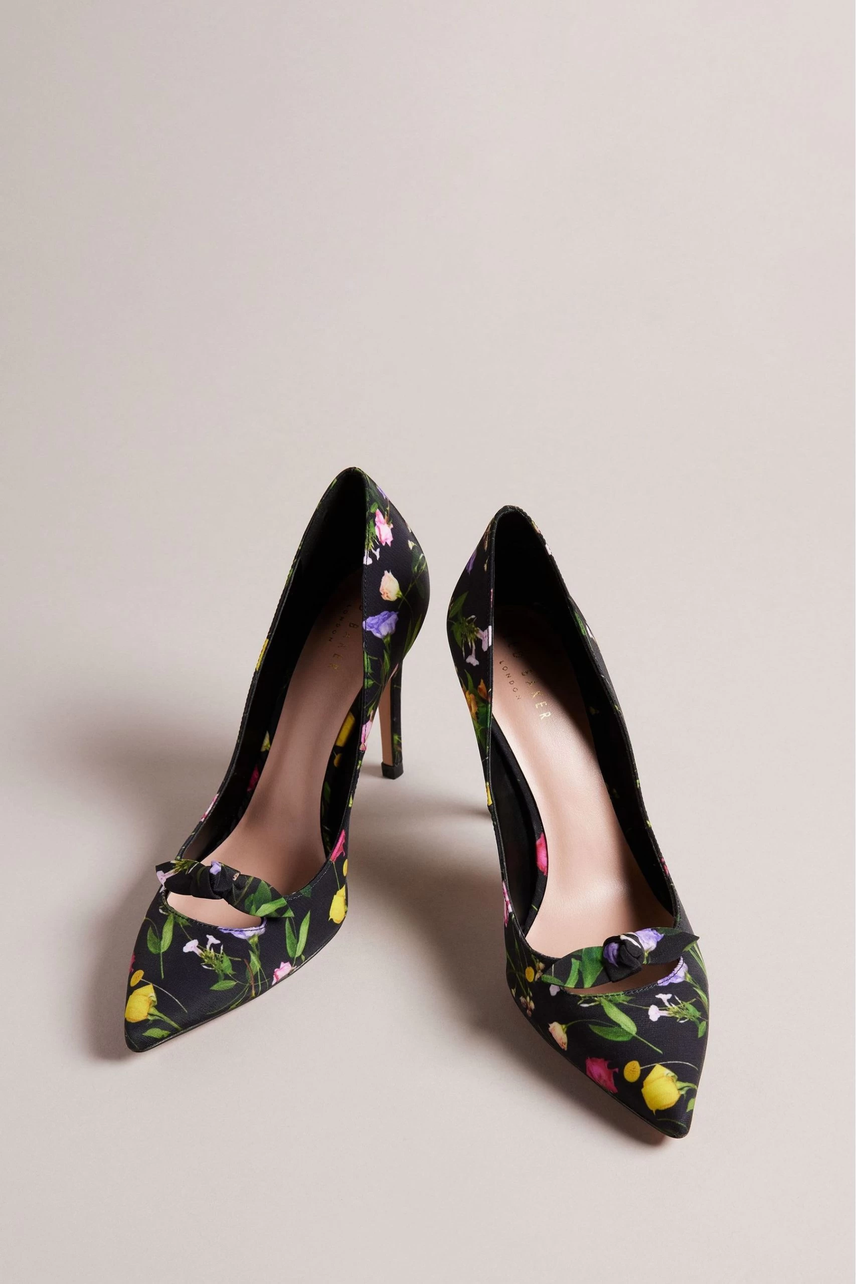 Ted Baker Telini Black Floral Printed Bow 100mm Court Heels 4 Ted Baker Telini Black Floral Printed Bow 100mm Court Heels - Image 2