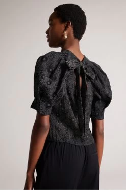 Ted Baker Ingriid Black Boxy Puffed Sleeve Top 8 Ted Baker Ingriid Black Boxy Puffed Sleeve Top -Ted Baker Shop T10174s2