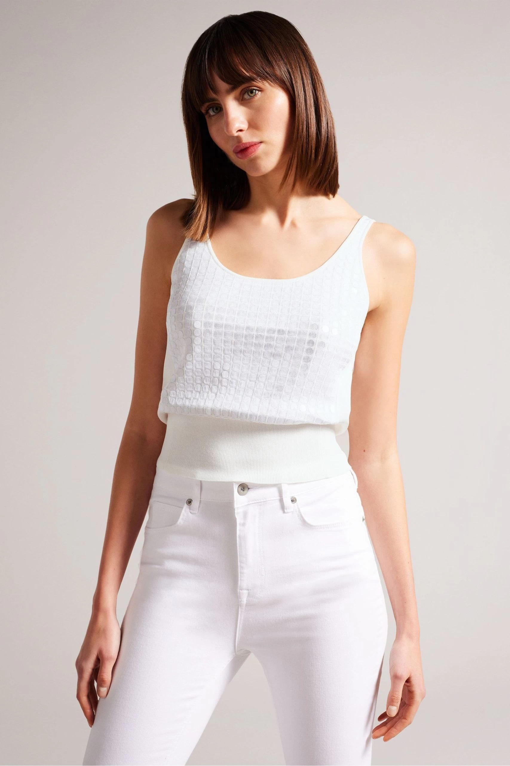 Ted Baker White Bobbiiy Sequin Detail Knit Top 3 Ted Baker White Bobbiiy Sequin Detail Knit Top