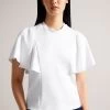 Ted Baker Nikilaa White Boxy T-Shirt With Angel Sleeves 1 Ted Baker Nikilaa White Boxy T-Shirt With Angel Sleeves -Ted Baker Shop T10245s
