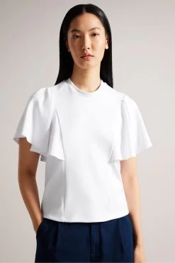 Ted Baker Nikilaa White Boxy T-Shirt With Angel Sleeves