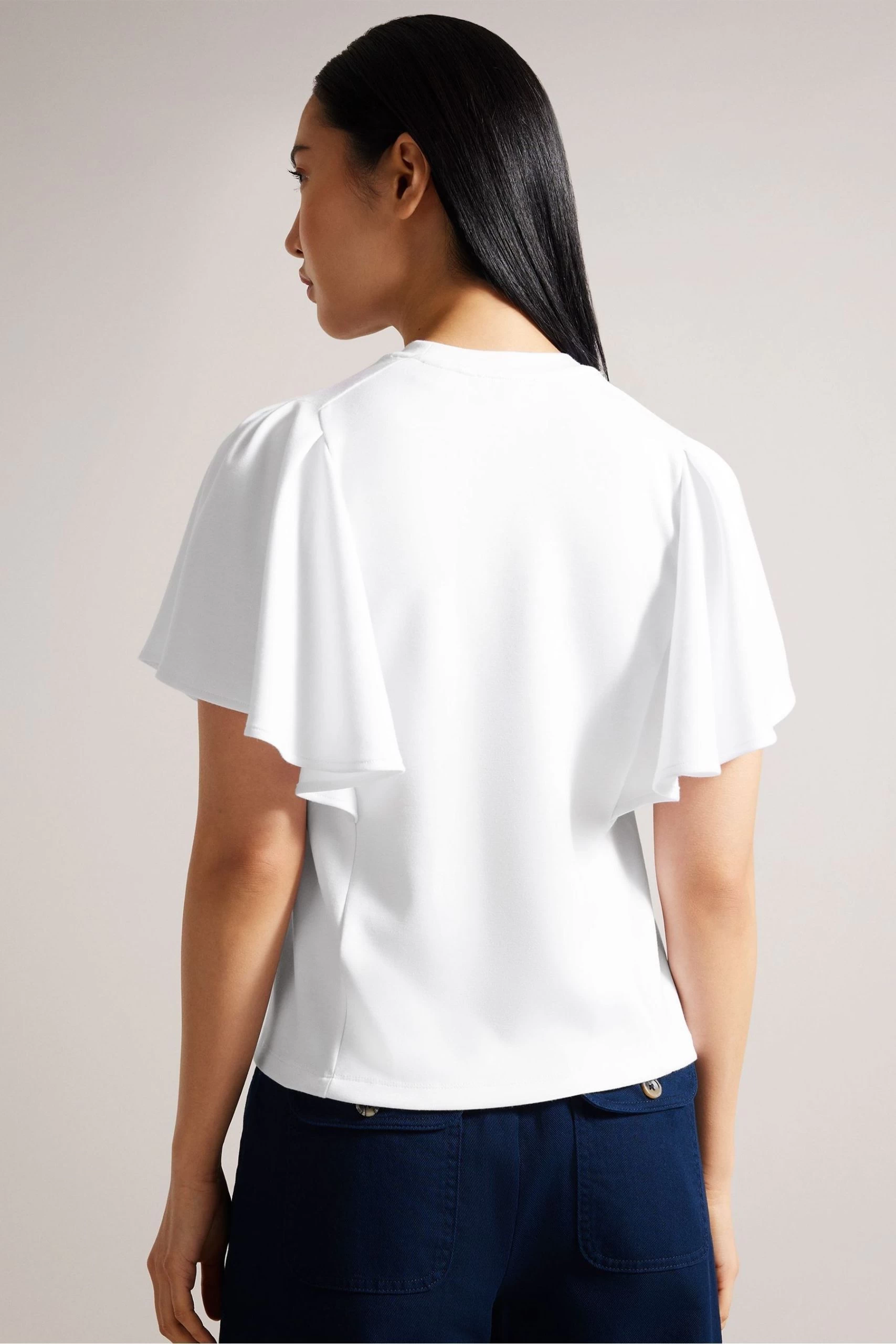 Ted Baker Nikilaa White Boxy T-Shirt With Angel Sleeves 4 Ted Baker Nikilaa White Boxy T-Shirt With Angel Sleeves - Image 2