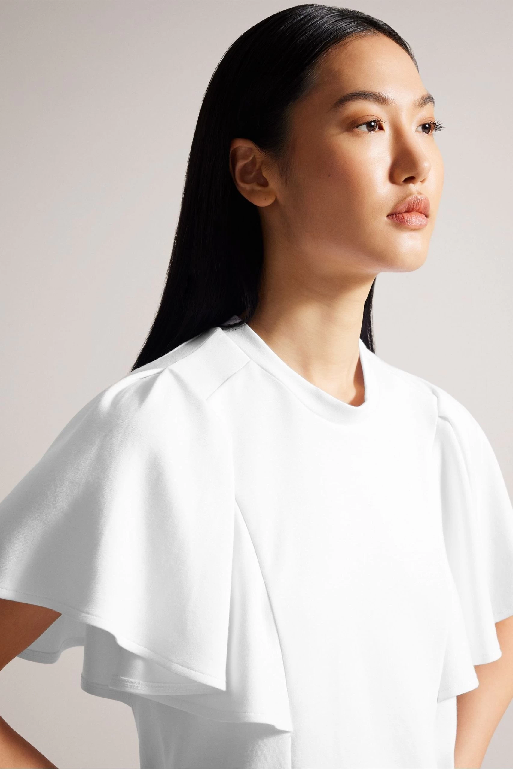 Ted Baker Nikilaa White Boxy T-Shirt With Angel Sleeves 6 Ted Baker Nikilaa White Boxy T-Shirt With Angel Sleeves - Image 4