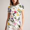 Ted Baker Vikina White Printed Fitted T-Shirt 2 Ted Baker Vikina White Printed Fitted T-Shirt -Ted Baker Shop T10246s