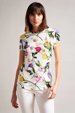 Ted Baker Vikina White Printed Fitted T-Shirt