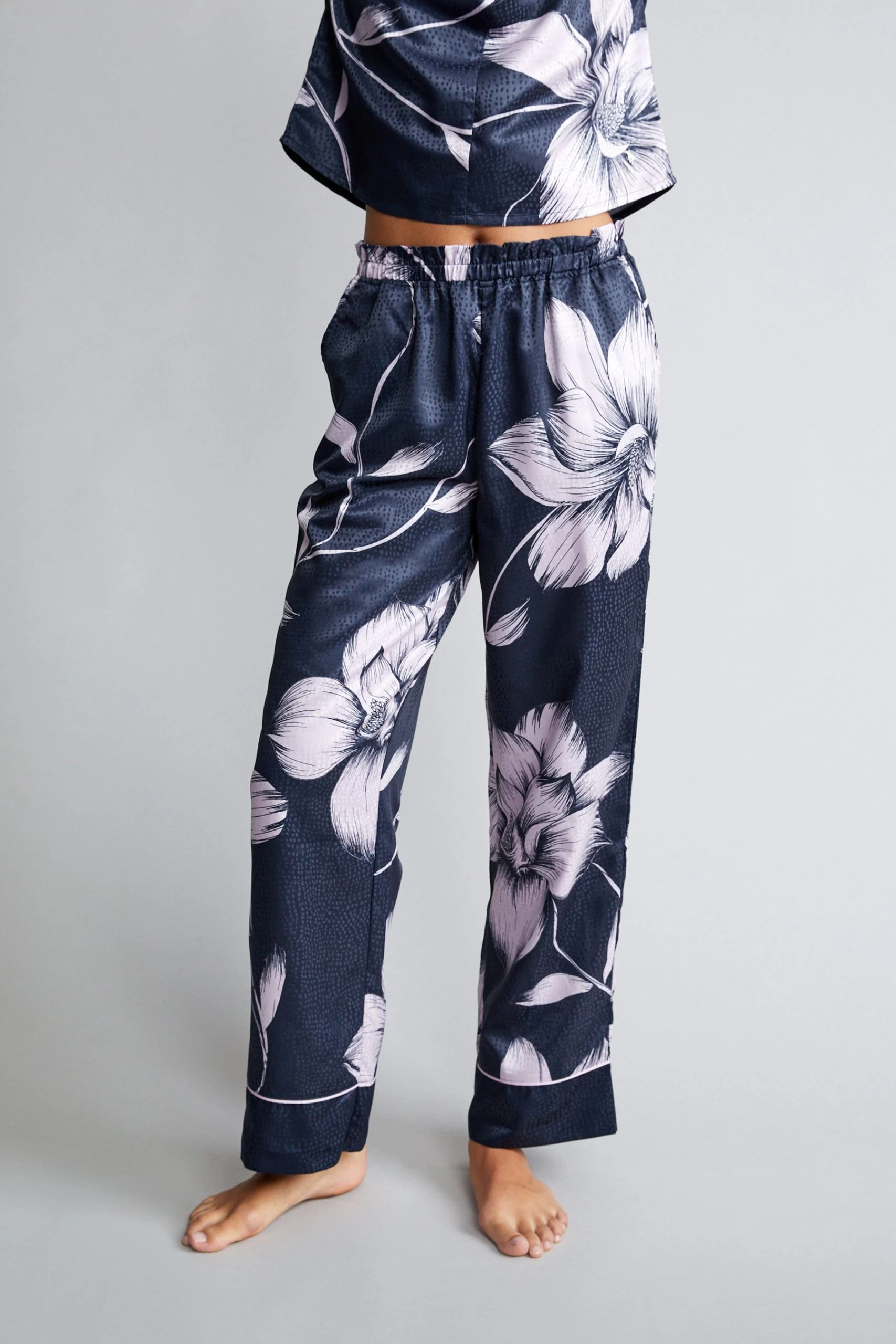 B By Ted Baker Navy Blue/Lilac Purple Jacquard Spot Satin Pyjama Set 5 B By Ted Baker Navy Blue/Lilac Purple Jacquard Spot Satin Pyjama Set - Image 3