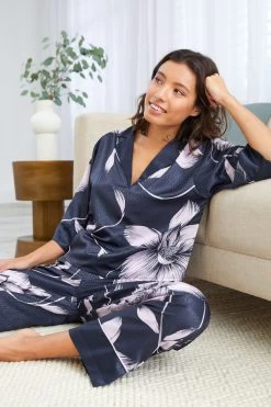 B By Ted Baker Navy Blue/Lilac Purple Jacquard Spot Satin Pyjama Set 16 B By Ted Baker Navy Blue/Lilac Purple Jacquard Spot Satin Pyjama Set -Ted Baker Shop T12 480s5