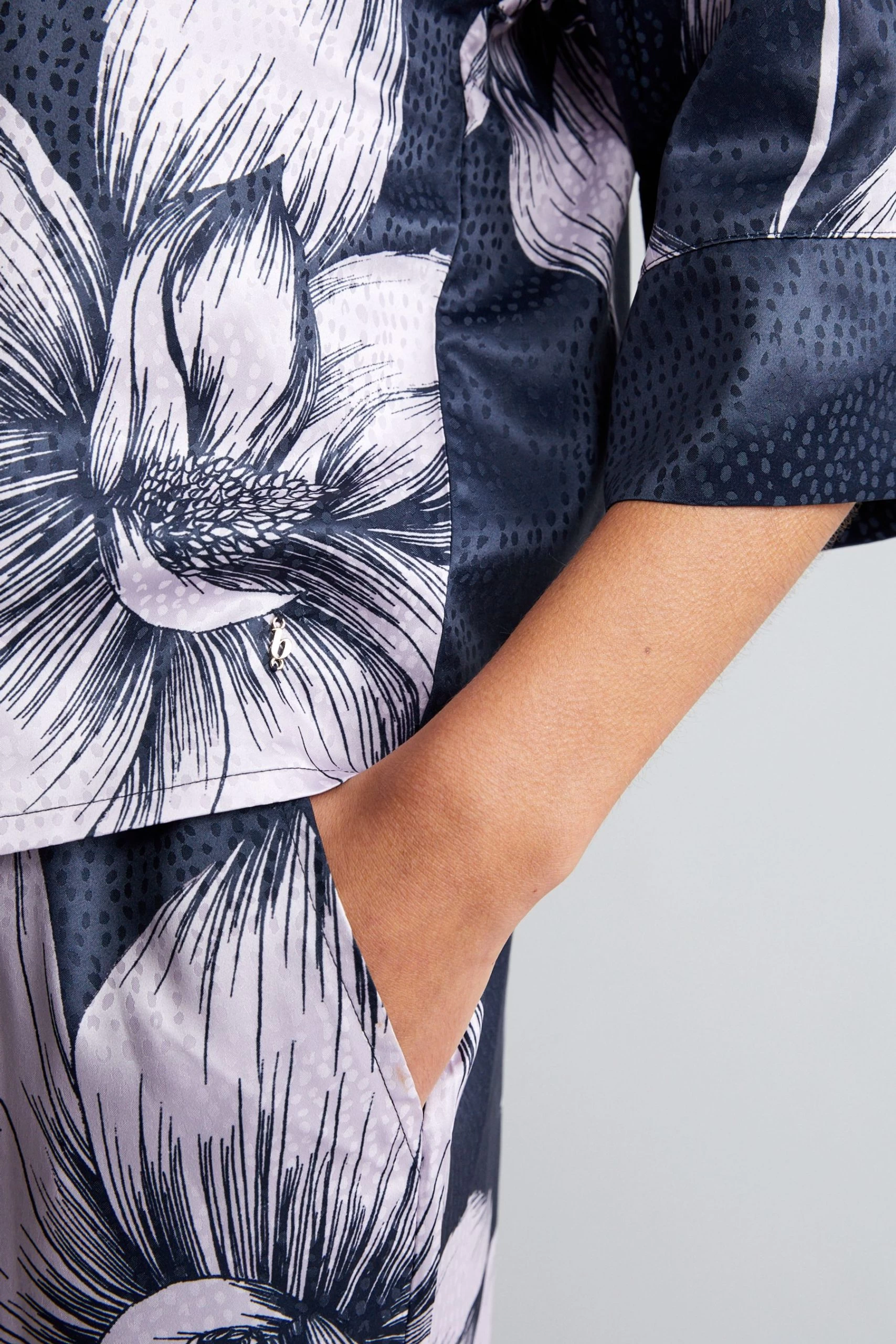 B By Ted Baker Navy Blue/Lilac Purple Jacquard Spot Satin Pyjama Set 9 B By Ted Baker Navy Blue/Lilac Purple Jacquard Spot Satin Pyjama Set - Image 7