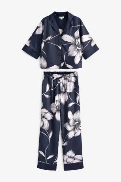 B By Ted Baker Navy Blue/Lilac Purple Jacquard Spot Satin Pyjama Set 19 B By Ted Baker Navy Blue/Lilac Purple Jacquard Spot Satin Pyjama Set -Ted Baker Shop T12 480s8