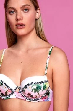 B By Ted Baker Pink Bird Floral Satin Balcony Bra -Ted Baker Shop T40 959s4