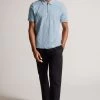 Ted Baker Blue Maroc Short Sleeved Regular Zip Jacquard Polo Shirt 2 Ted Baker Blue Maroc Short Sleeved Regular Zip Jacquard Polo Shirt -Ted Baker Shop T51446s