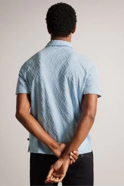 Ted Baker Blue Maroc Short Sleeved Regular Zip Jacquard Polo Shirt 8 Ted Baker Blue Maroc Short Sleeved Regular Zip Jacquard Polo Shirt -Ted Baker Shop T51446s2