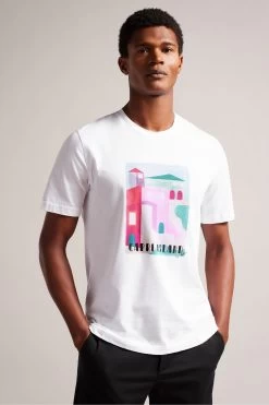 Ted Baker White Josep Short Sleeved Regular Fit Graphic T-Shirt
