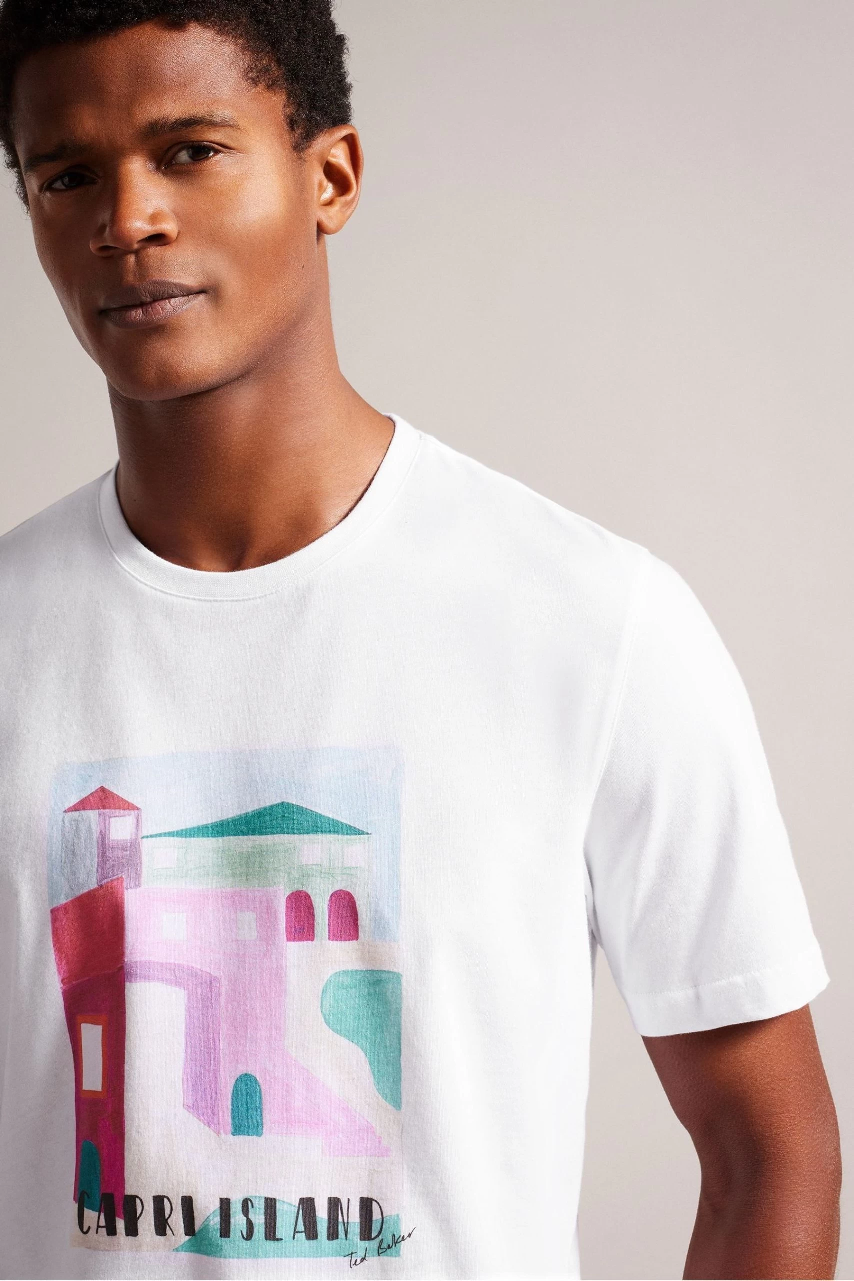 Ted Baker White Josep Short Sleeved Regular Fit Graphic T-Shirt 6 Ted Baker White Josep Short Sleeved Regular Fit Graphic T-Shirt - Image 4