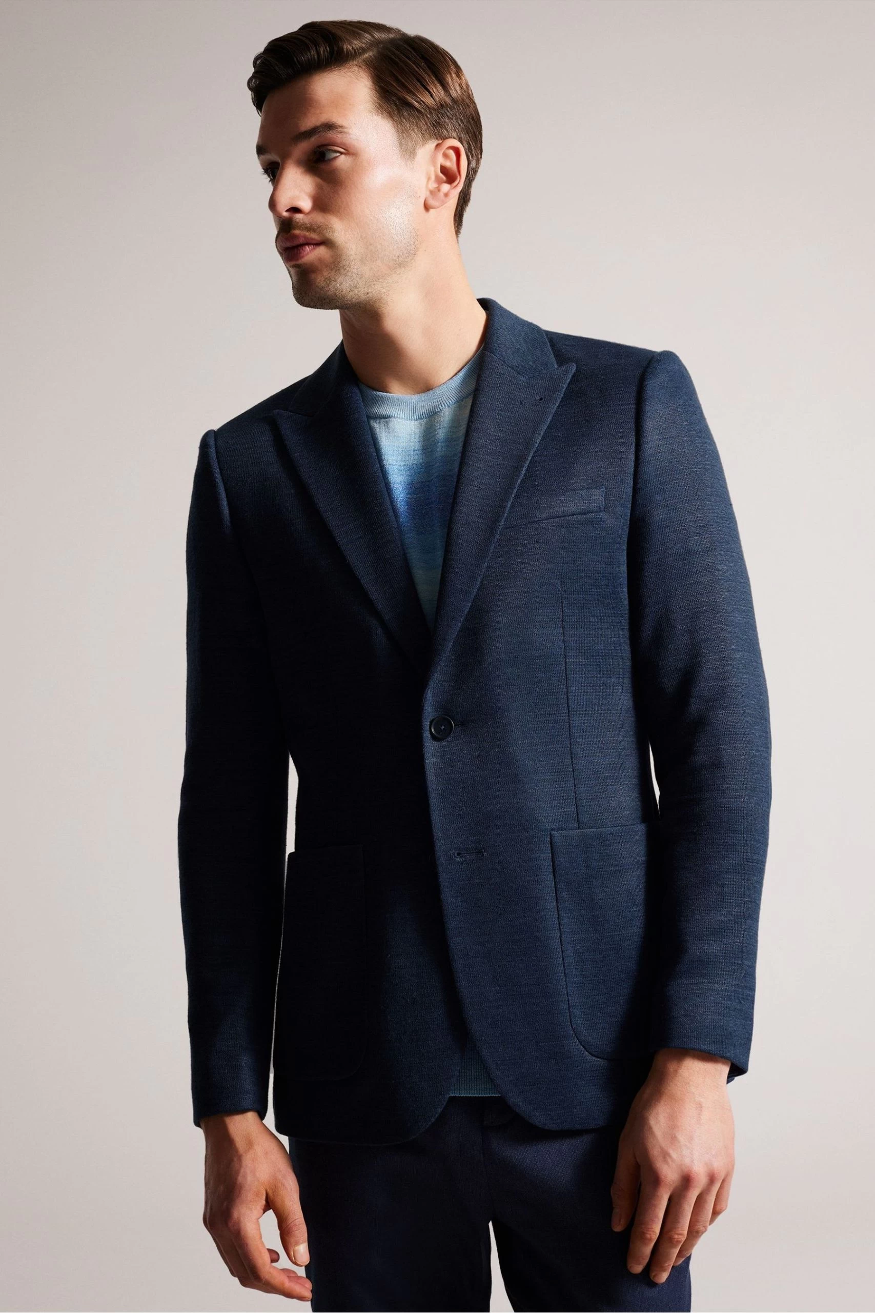 Ted Baker Blue Keanuj Slim Fit Jersey Blazer 3 Ted Baker Blue Keanuj Slim Fit Jersey Blazer