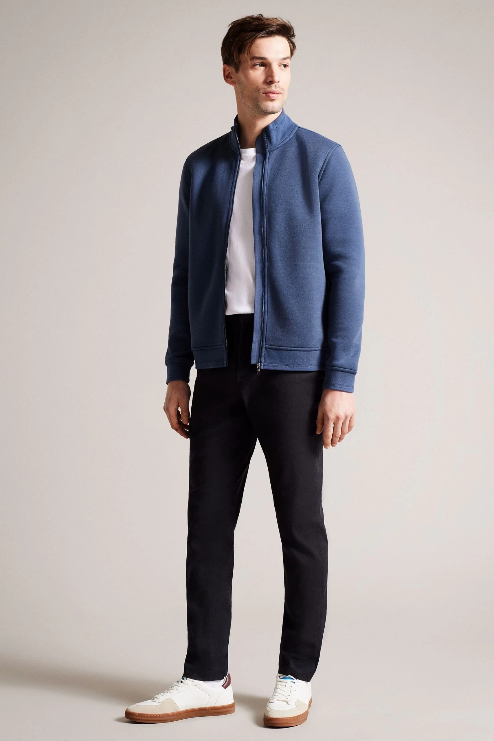 Ted Baker Blue Tymos Long Sleeved Regular Fit Zip Through Jacket 3 Ted Baker Blue Tymos Long Sleeved Regular Fit Zip Through Jacket