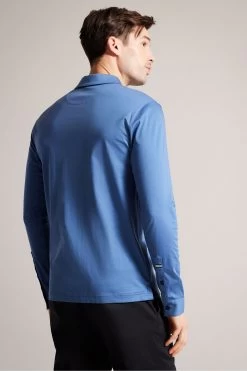 Ted Baker Blue Toler Long Sleeved Slim Soft Touch Polo Shirt -Ted Baker Shop T51460s2