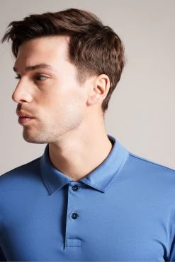 Ted Baker Blue Toler Long Sleeved Slim Soft Touch Polo Shirt -Ted Baker Shop T51460s3