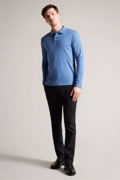 Ted Baker Blue Toler Long Sleeved Slim Soft Touch Polo Shirt -Ted Baker Shop T51460s4