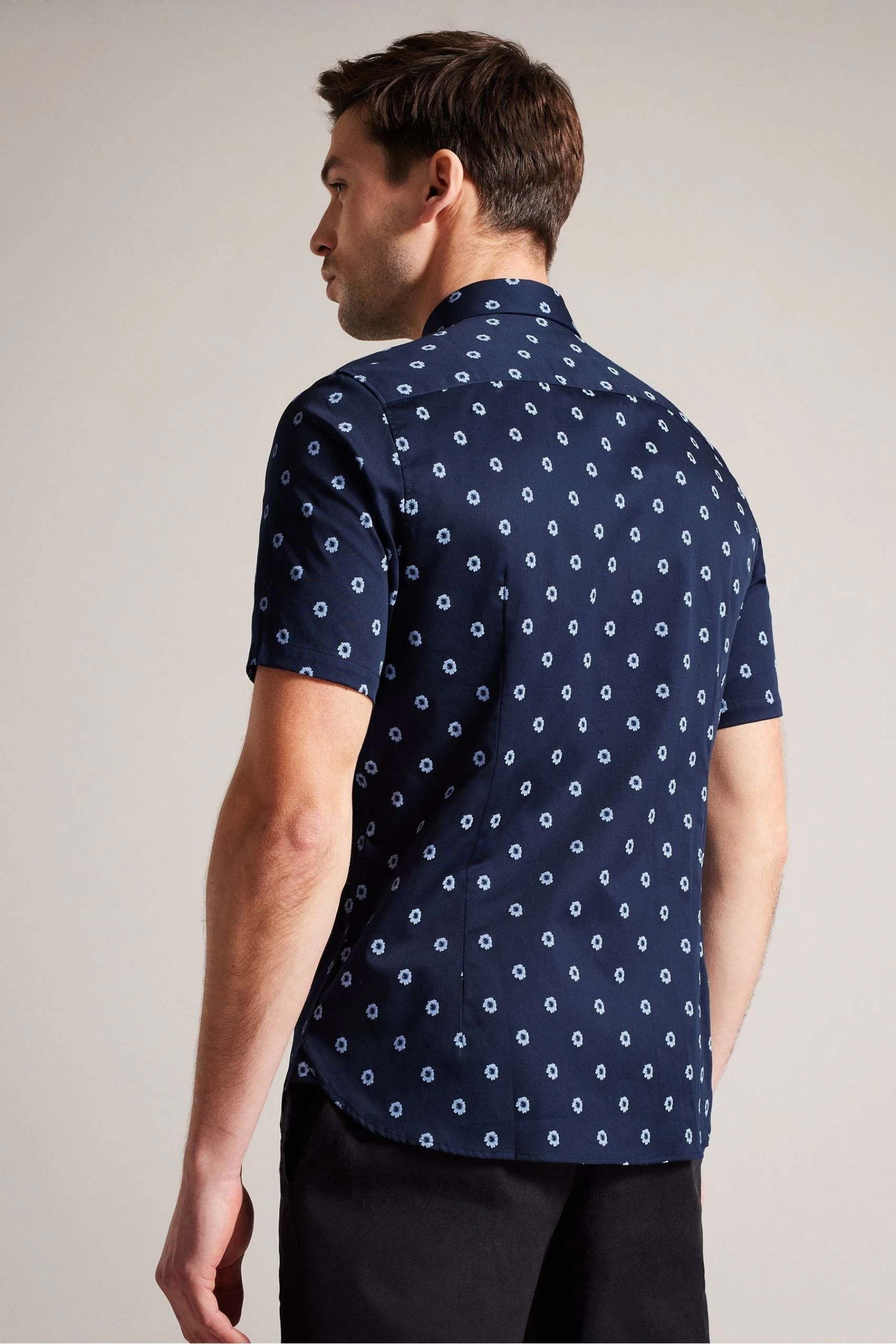 Ted Baker Blue Kymsho Short Sleeve Ditsy Floral Shirt 4 Ted Baker Blue Kymsho Short Sleeve Ditsy Floral Shirt - Image 2