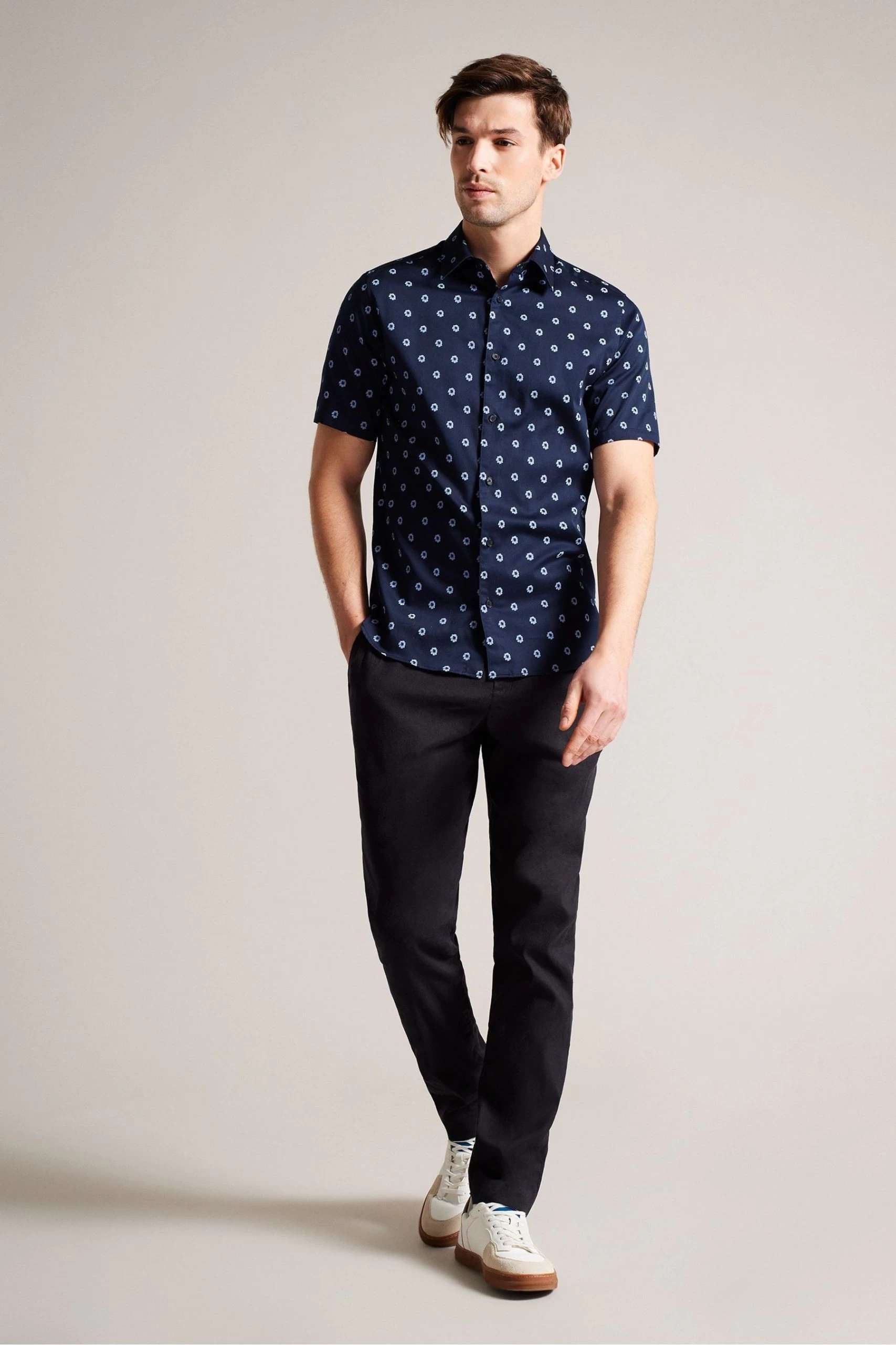 Ted Baker Blue Kymsho Short Sleeve Ditsy Floral Shirt 5 Ted Baker Blue Kymsho Short Sleeve Ditsy Floral Shirt - Image 3