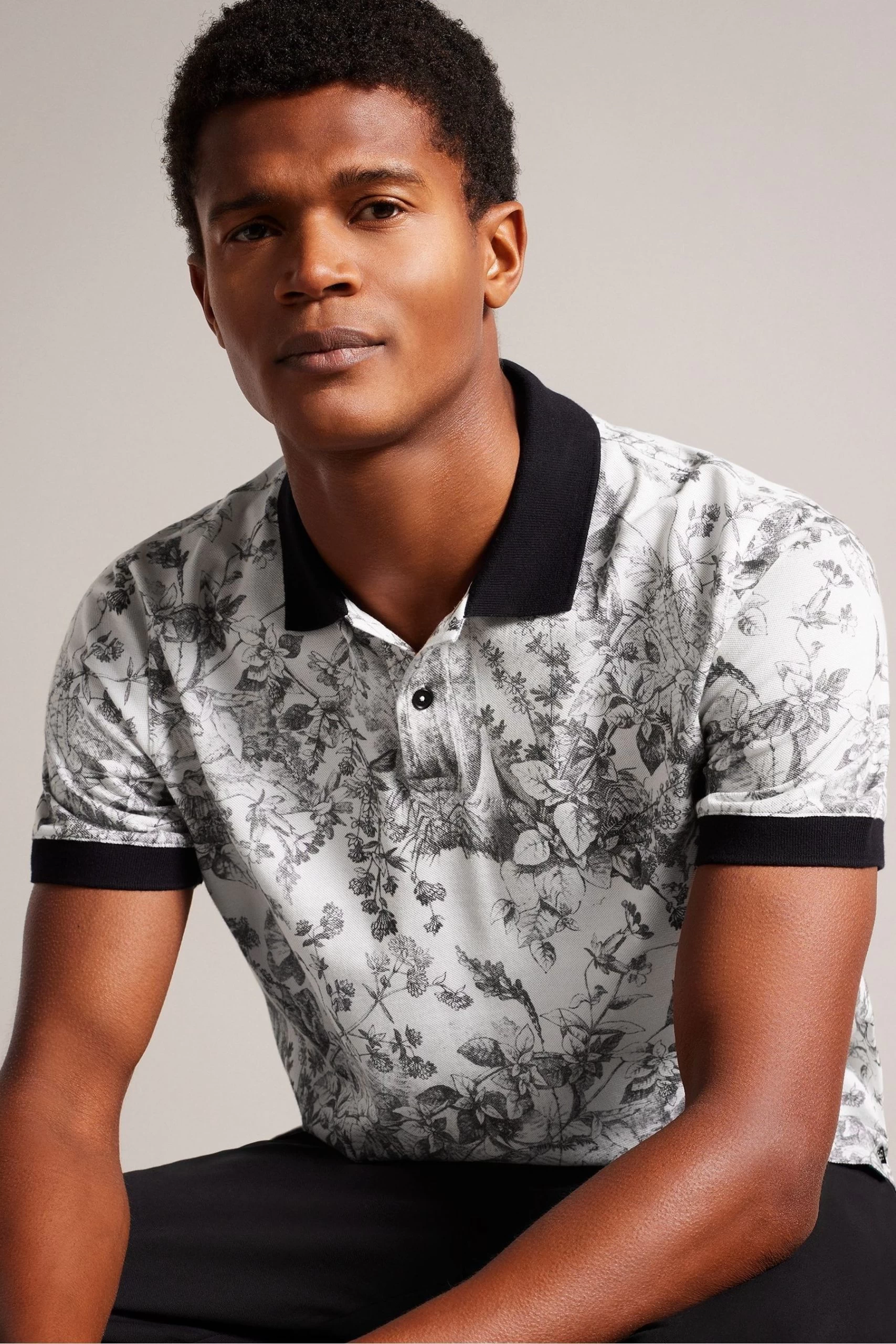 Ted Baker Quinten White Short Sleeved Regular Fit Printed Polo Shirt 3 Ted Baker Quinten White Short Sleeved Regular Fit Printed Polo Shirt