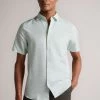 Ted Baker Addle Light Blue Short Sleeve Linen Shirt