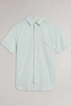 Ted Baker Addle Light Blue Short Sleeve Linen Shirt -Ted Baker Shop T57495s6