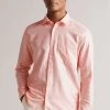 Ted Baker Remark Coral Pink Long Sleeve Linen Shirt 1 Ted Baker Remark Coral Pink Long Sleeve Linen Shirt -Ted Baker Shop T57496s