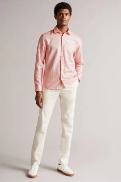 Ted Baker Remark Coral Pink Long Sleeve Linen Shirt 11 Ted Baker Remark Coral Pink Long Sleeve Linen Shirt -Ted Baker Shop T57496s5