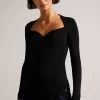 Ted Baker Helen Sweetheart Neckline Black Knitted Top -Ted Baker Shop T57998s