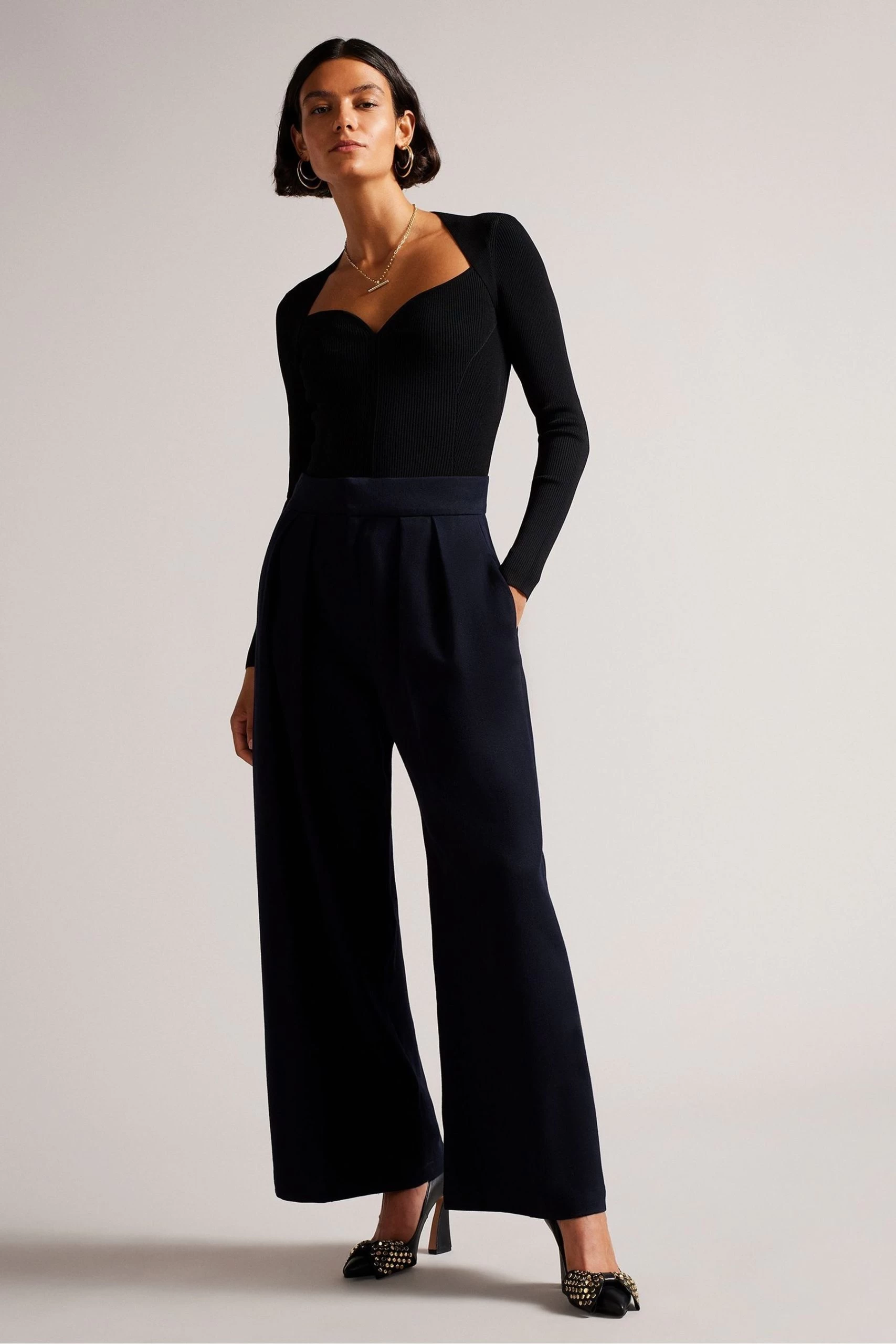 Ted Baker Helen Sweetheart Neckline Black Knitted Top 5 Ted Baker Helen Sweetheart Neckline Black Knitted Top - Image 3