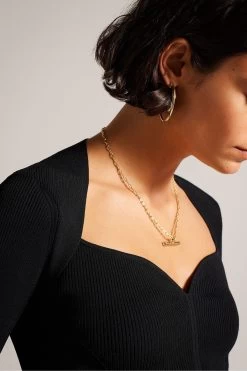 Ted Baker Helen Sweetheart Neckline Black Knitted Top 10 Ted Baker Helen Sweetheart Neckline Black Knitted Top -Ted Baker Shop T57998s4