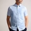 Ted Baker Blue Kingfrd Short Sleeve Linen Shirt 2 Ted Baker Blue Kingfrd Short Sleeve Linen Shirt -Ted Baker Shop T60259s