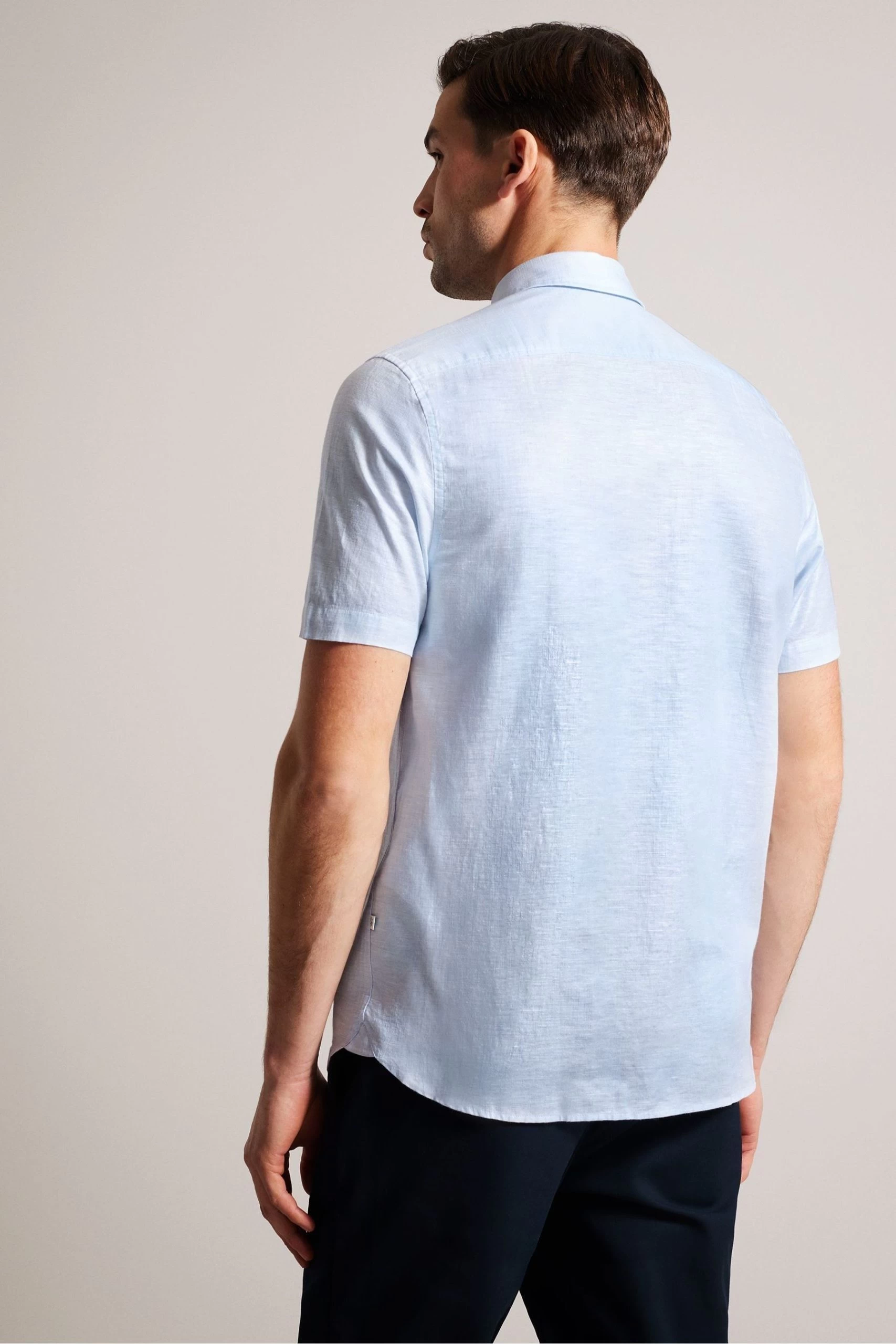 Ted Baker Blue Kingfrd Short Sleeve Linen Shirt 4 Ted Baker Blue Kingfrd Short Sleeve Linen Shirt - Image 2