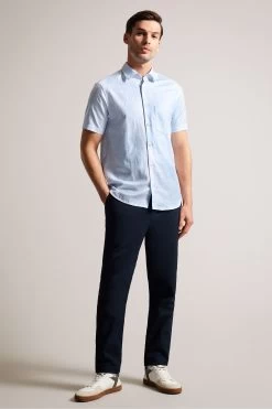 Ted Baker Blue Kingfrd Short Sleeve Linen Shirt 9 Ted Baker Blue Kingfrd Short Sleeve Linen Shirt -Ted Baker Shop T60259s3