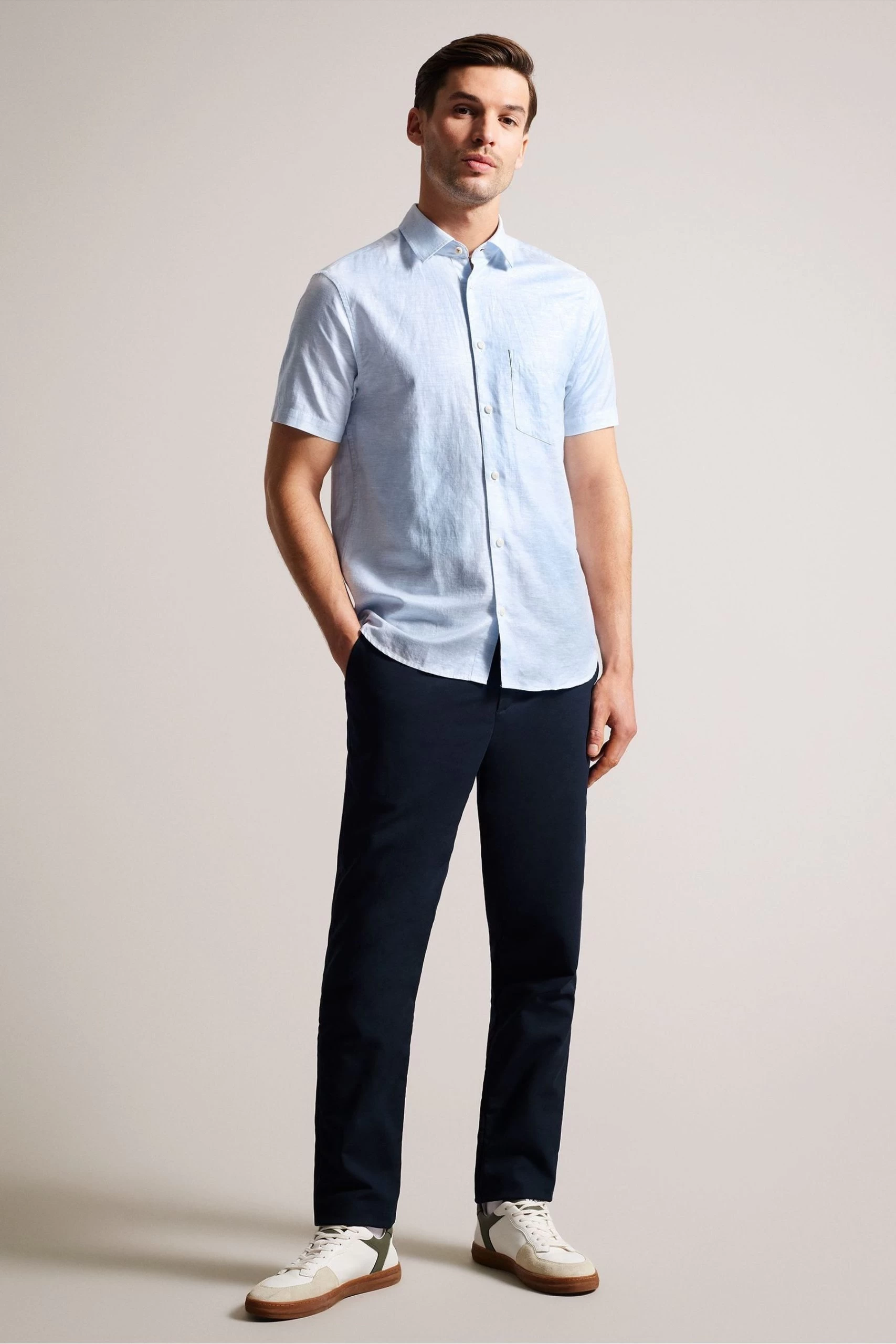 Ted Baker Blue Kingfrd Short Sleeve Linen Shirt 5 Ted Baker Blue Kingfrd Short Sleeve Linen Shirt - Image 3