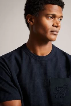 Ted Baker Blue Bossa Short Sleeved Relaxed T-Shirt With Pocket -Ted Baker Shop T60262s4