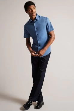 Ted Baker Blue Marrsho Short Sleeve Smart Jersey Shirt 9 Ted Baker Blue Marrsho Short Sleeve Smart Jersey Shirt -Ted Baker Shop T60267s3