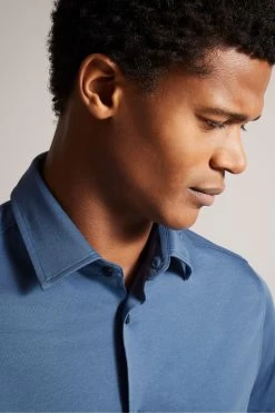 Ted Baker Blue Marrsho Short Sleeve Smart Jersey Shirt 10 Ted Baker Blue Marrsho Short Sleeve Smart Jersey Shirt -Ted Baker Shop T60267s4