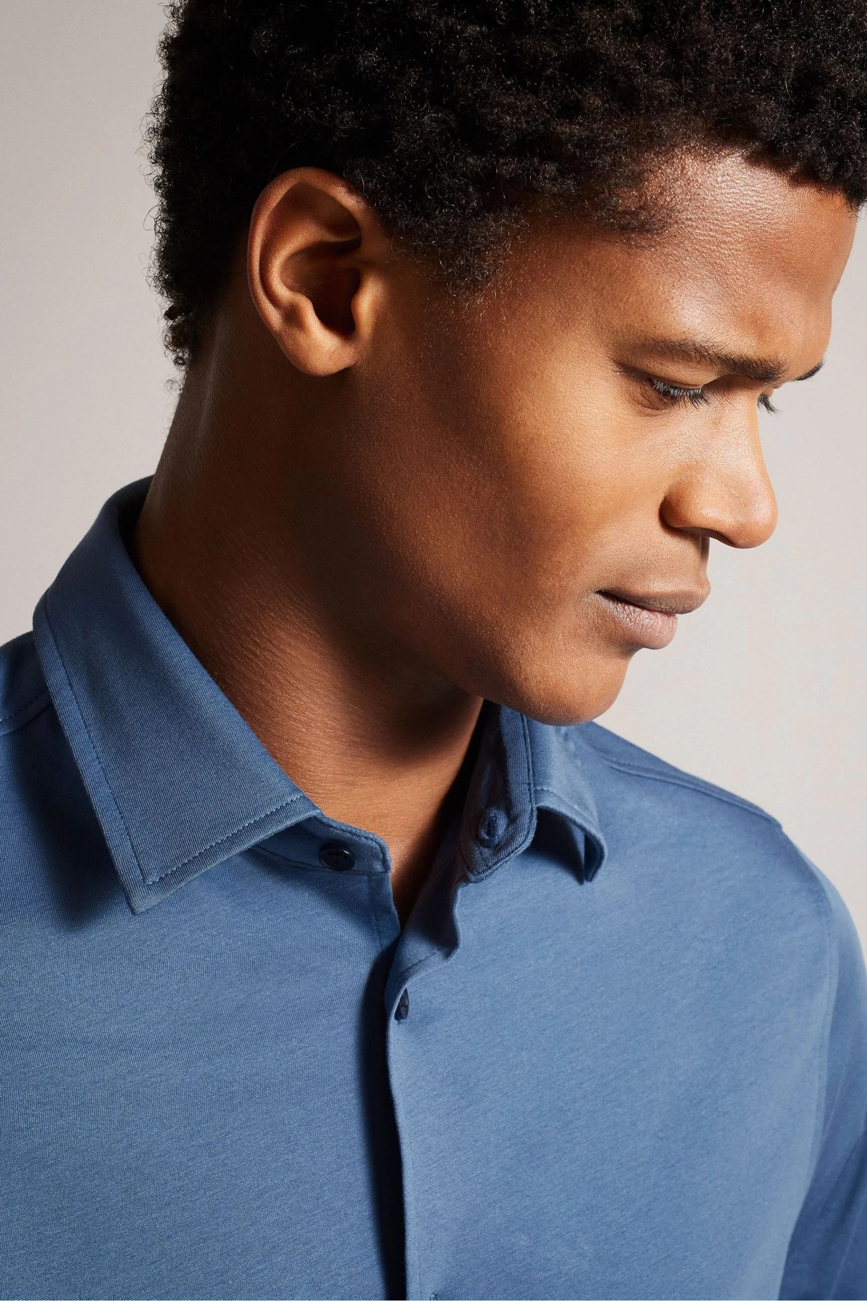 Ted Baker Blue Marrsho Short Sleeve Smart Jersey Shirt 6 Ted Baker Blue Marrsho Short Sleeve Smart Jersey Shirt - Image 4