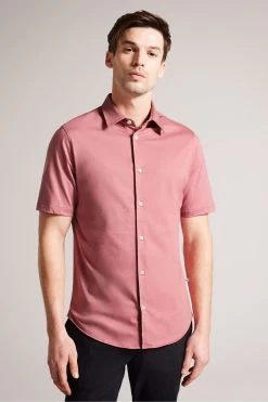 Ted Baker Pink Marrsho Short Sleeve Smart Jersey Shirt