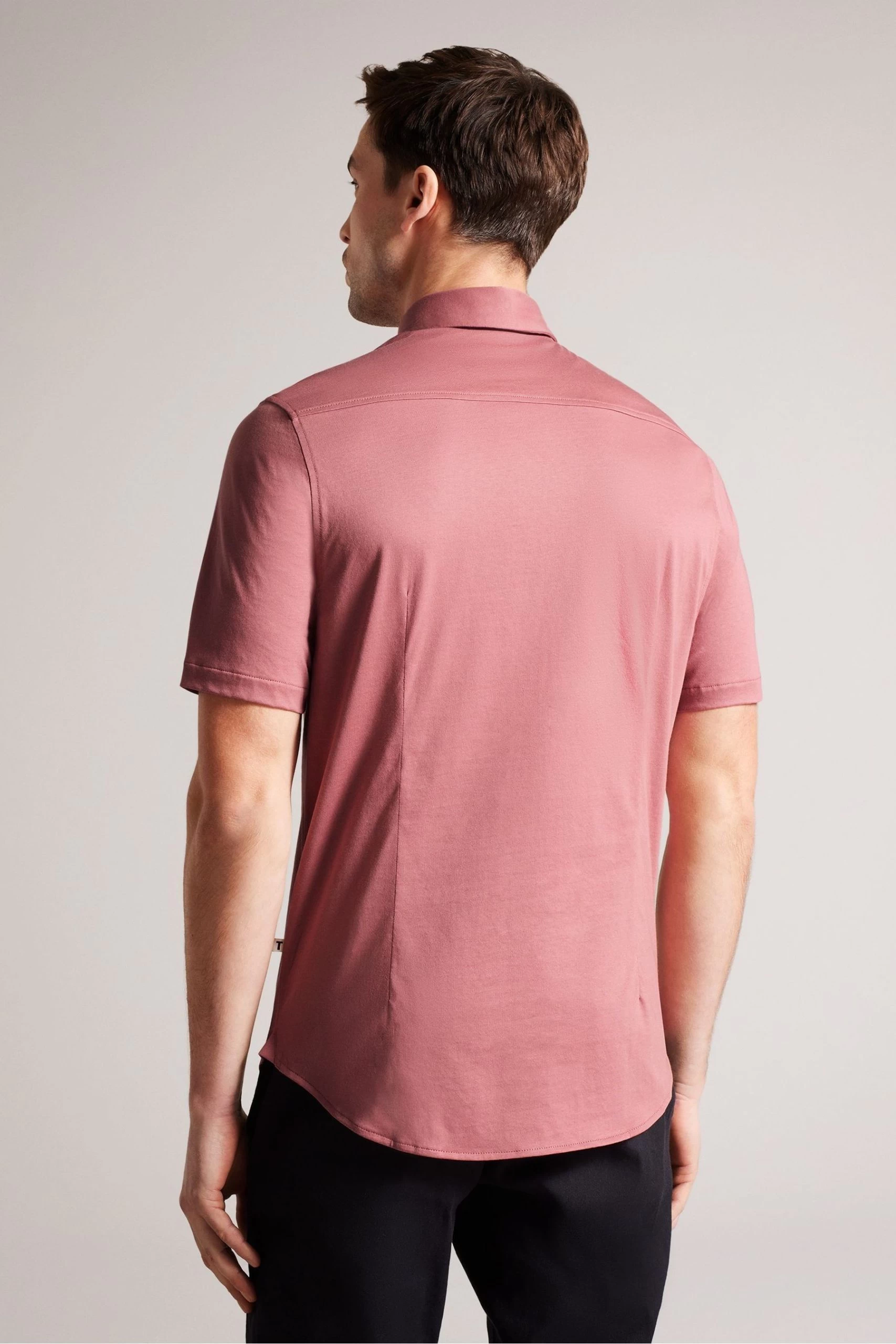 Ted Baker Pink Marrsho Short Sleeve Smart Jersey Shirt 4 Ted Baker Pink Marrsho Short Sleeve Smart Jersey Shirt - Image 2