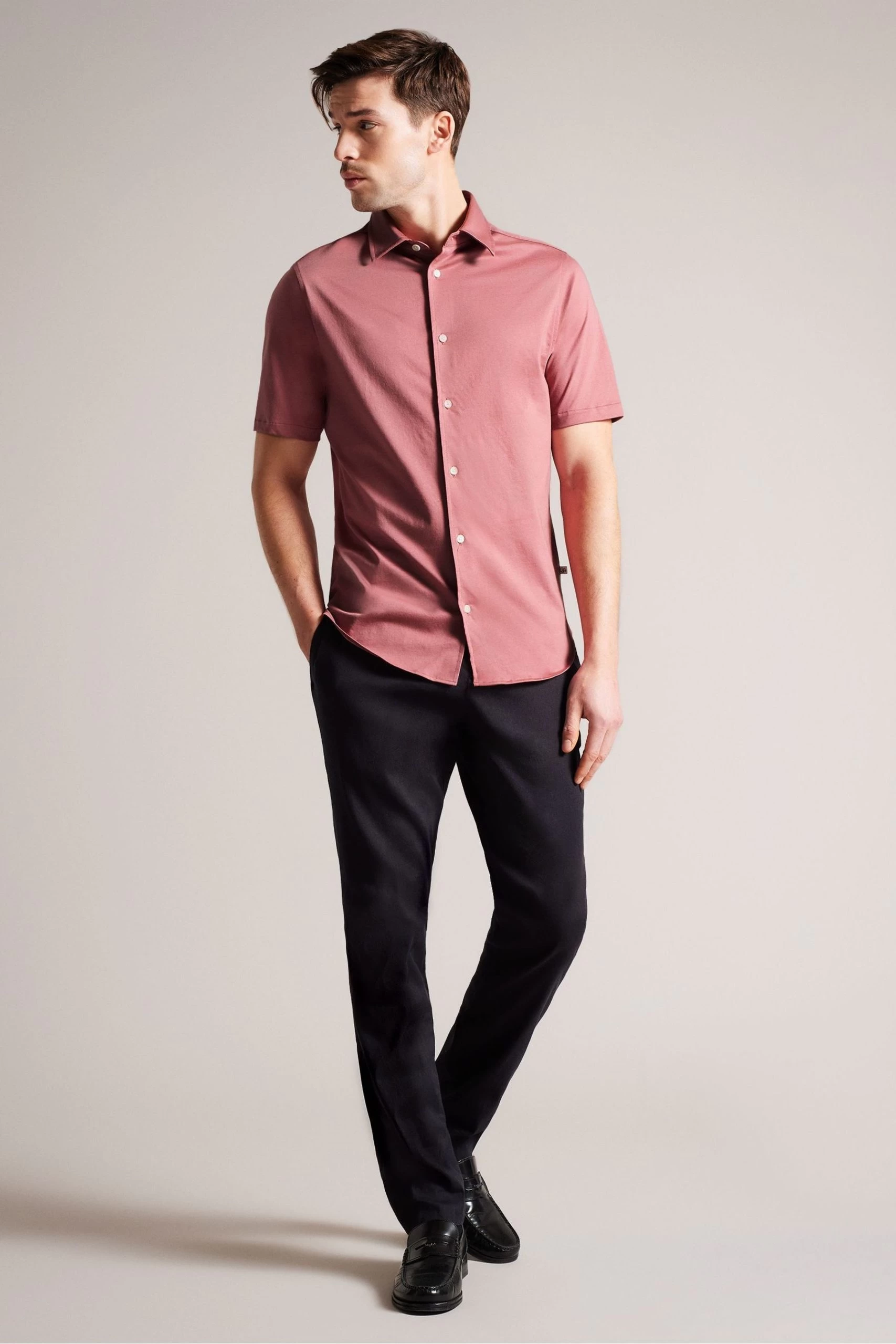 Ted Baker Pink Marrsho Short Sleeve Smart Jersey Shirt 5 Ted Baker Pink Marrsho Short Sleeve Smart Jersey Shirt - Image 3