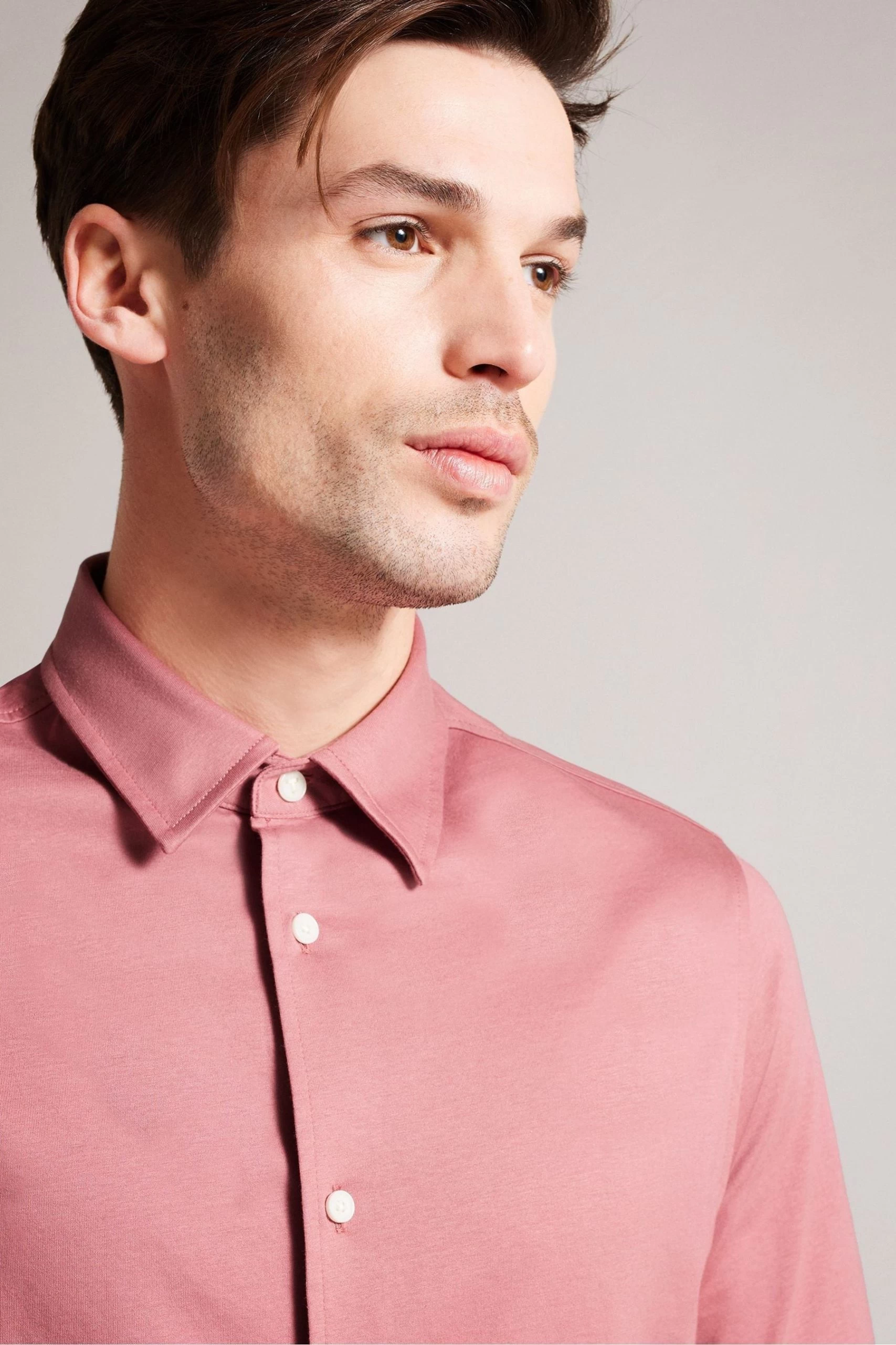 Ted Baker Pink Marrsho Short Sleeve Smart Jersey Shirt 6 Ted Baker Pink Marrsho Short Sleeve Smart Jersey Shirt - Image 4