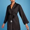 B By Ted Baker Black Satin Fleece Lined Dressing Gown -Ted Baker Shop T64 108s