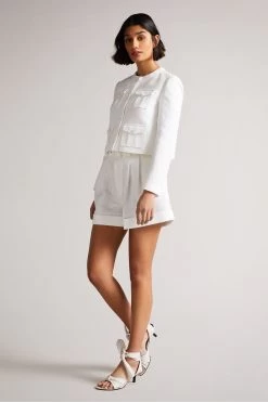 Ted Baker White Alera Cropped Boxy Jacket With Cargo Styling 10 Ted Baker White Alera Cropped Boxy Jacket With Cargo Styling -Ted Baker Shop T82814s3